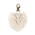 Porte clé macramé feuille beige