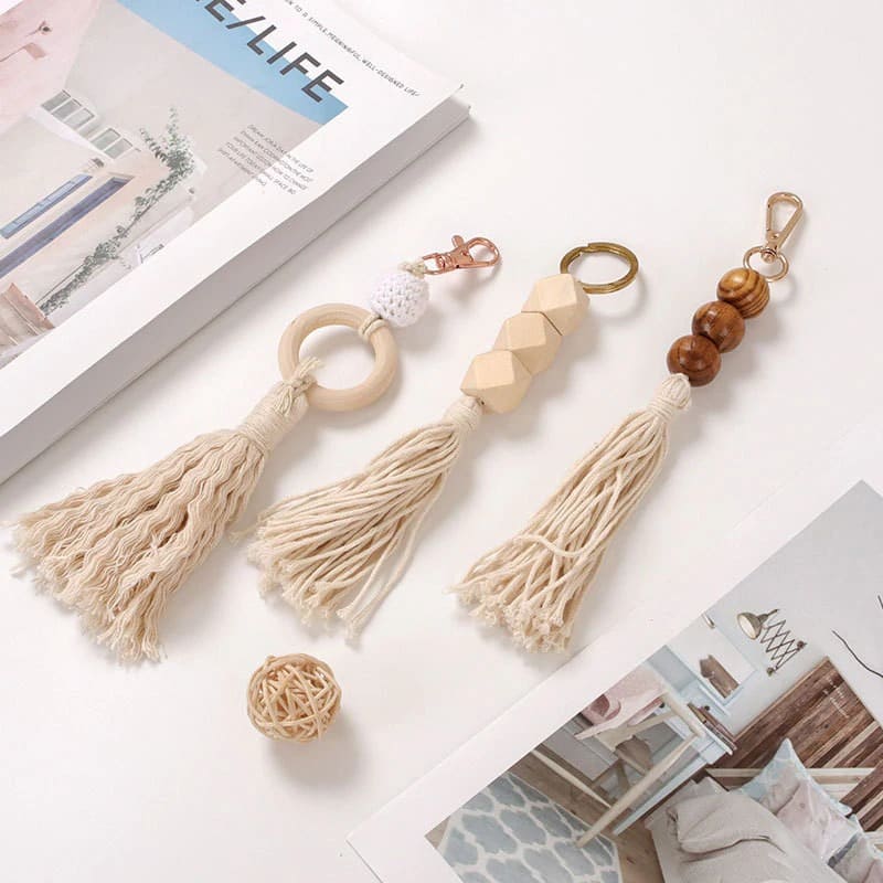 Porte clé macramé perle