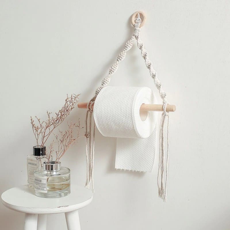 Porte papier toilette corde macramé