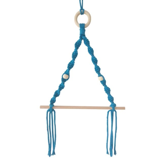 Wall Hanging Paper Towel Holder — Beaded | Handmade Cotton Rope - Blue