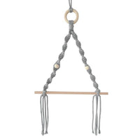 Wall Hanging Paper Towel Holder — Beaded | Handmade Cotton Rope - Grey