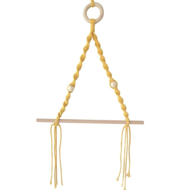 Wall Hanging Paper Towel Holder — Beaded | Handmade Cotton Rope - Yellow