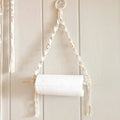 Wall Hanging Paper Towel Holder — Beaded | Handmade Cotton Rope - White