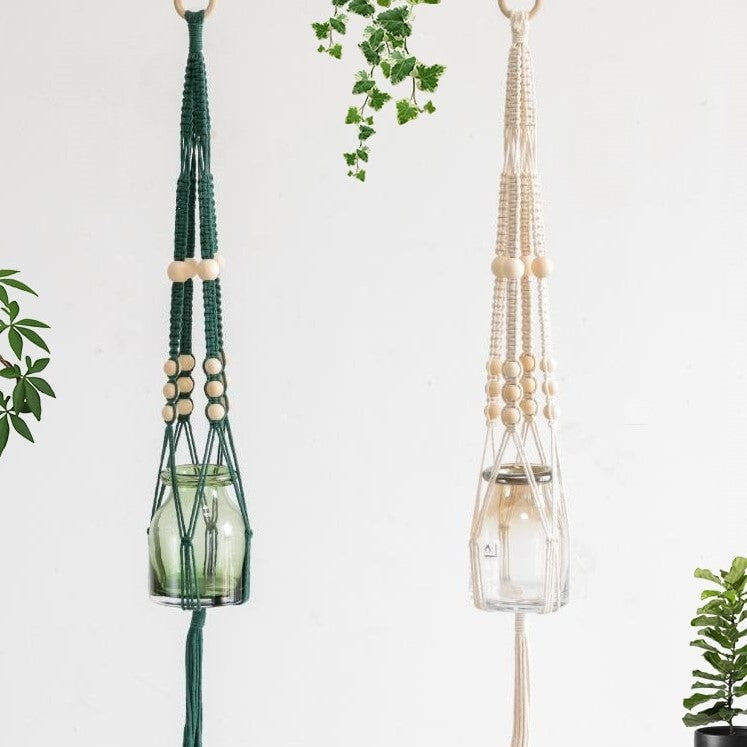 Pot suspendu macramé