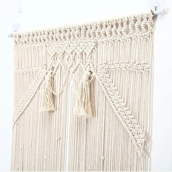 Rideau macramé corde et pompon