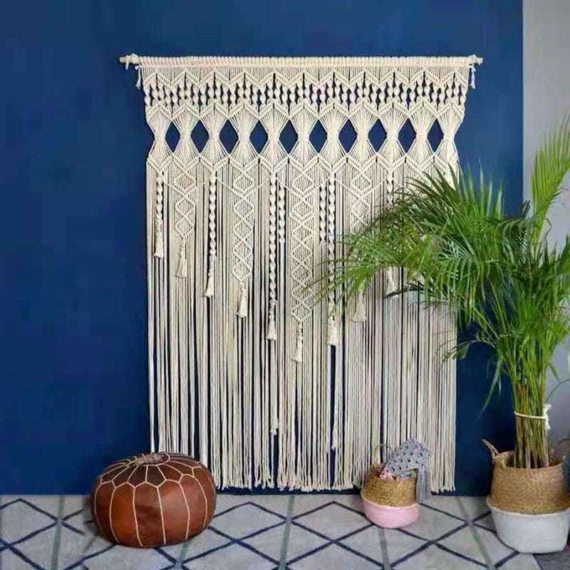 Rideau fil pompon macramé