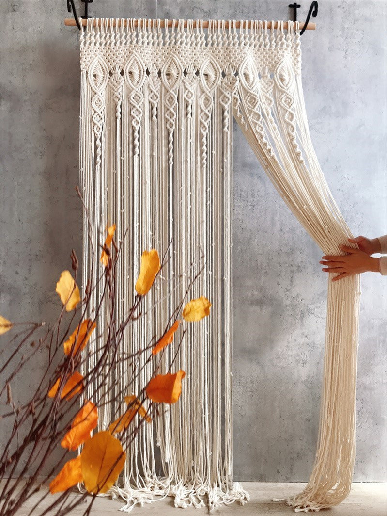 Rideau bohème en corde macramé