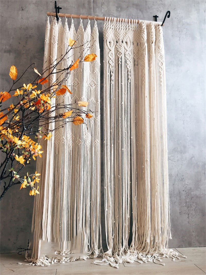 Rideau macramé fil et corde bohème
