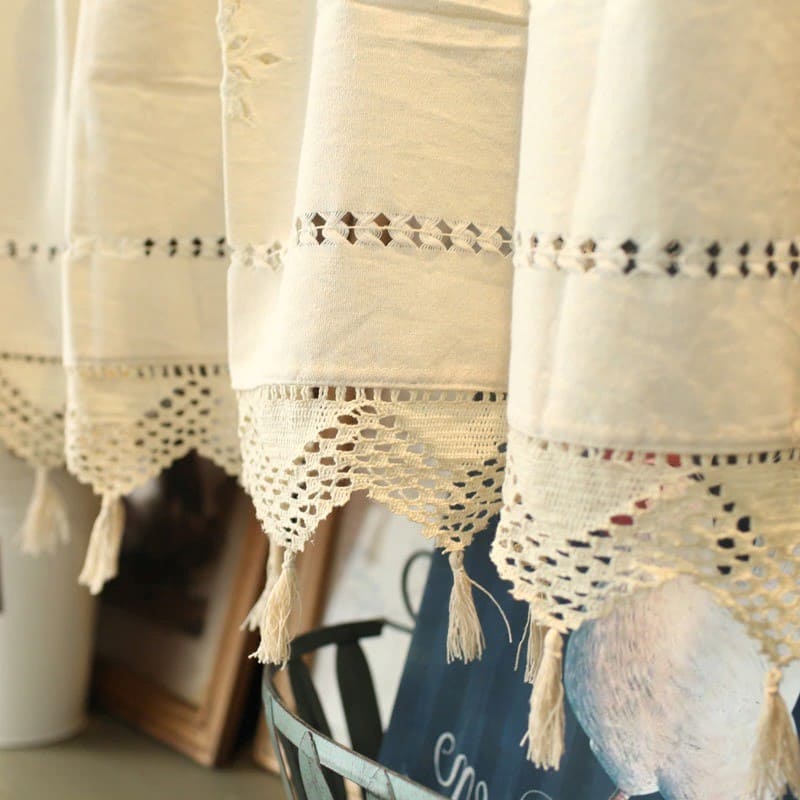 Rideau cuisine coton macramé