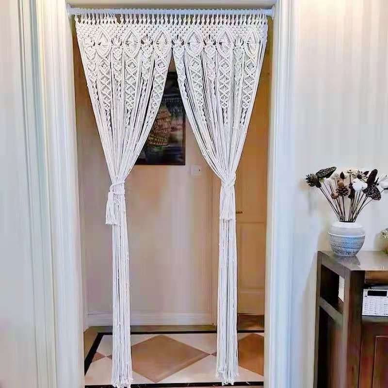 Rideau macramé coton écru