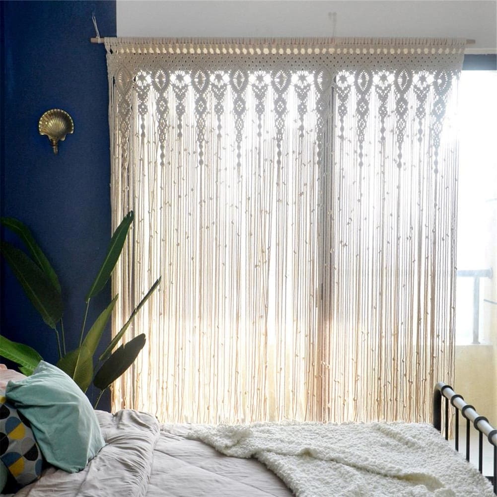 Rideau de fil macramé coton écru
