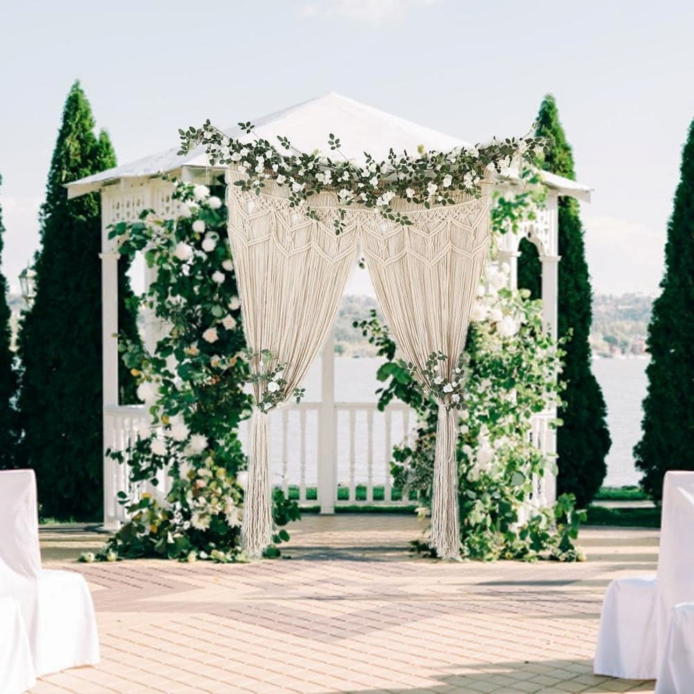 Rideau macramé extérieur mariage