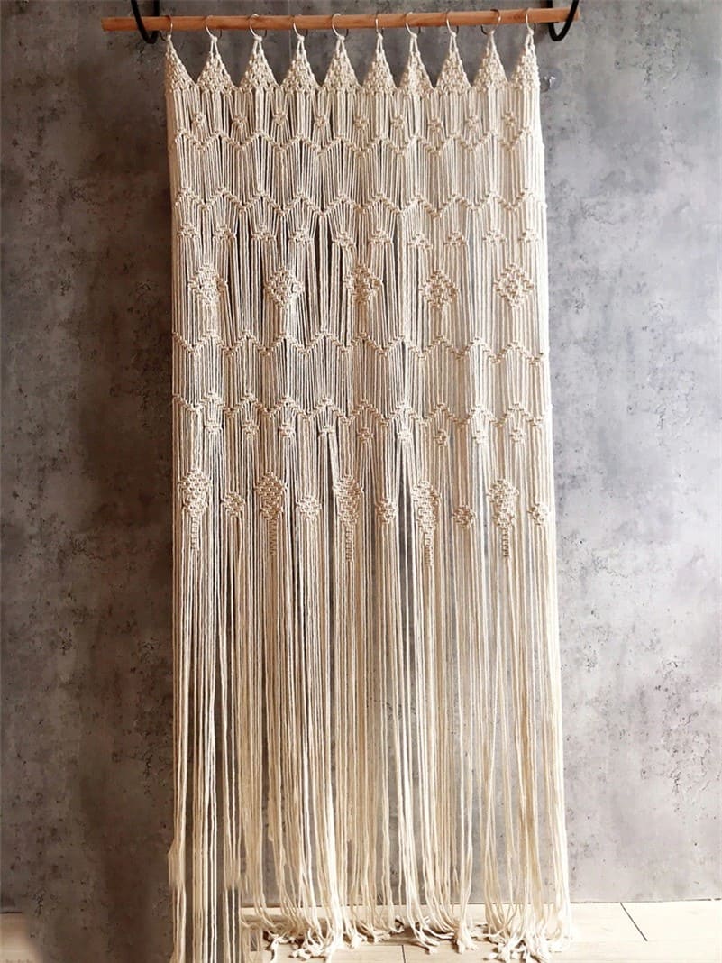 Rideau en fil de coton macramé pour fenêtre