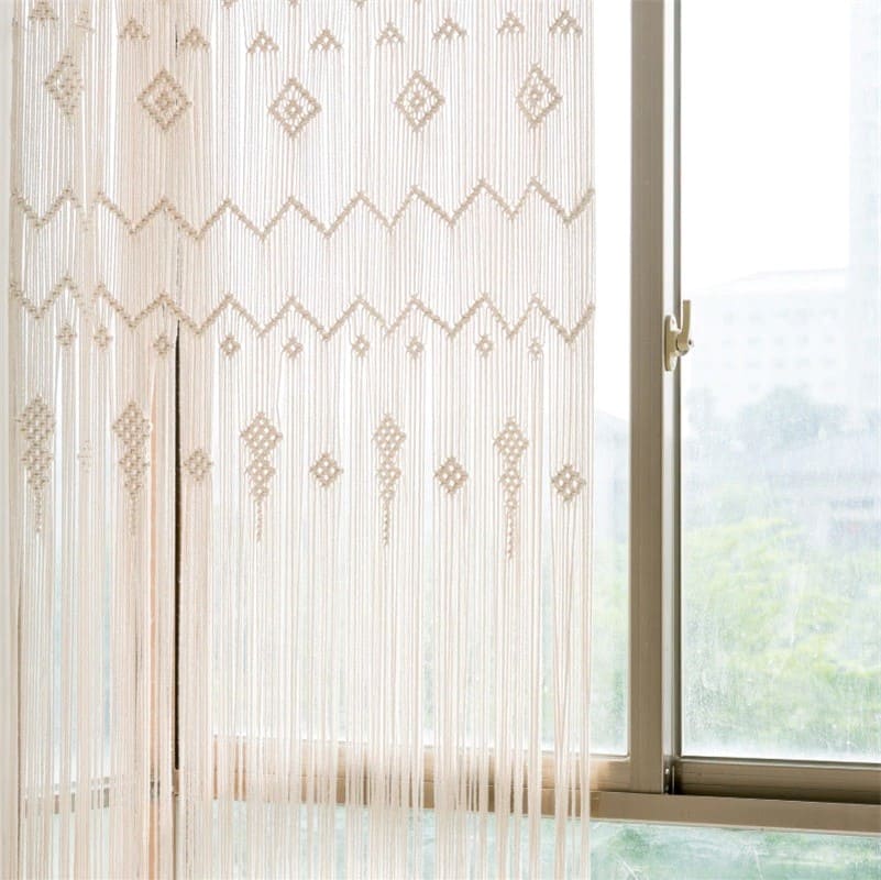 Rideau fenêtre en macramé