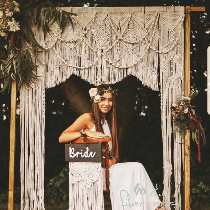Rideau de mariage en macramé
