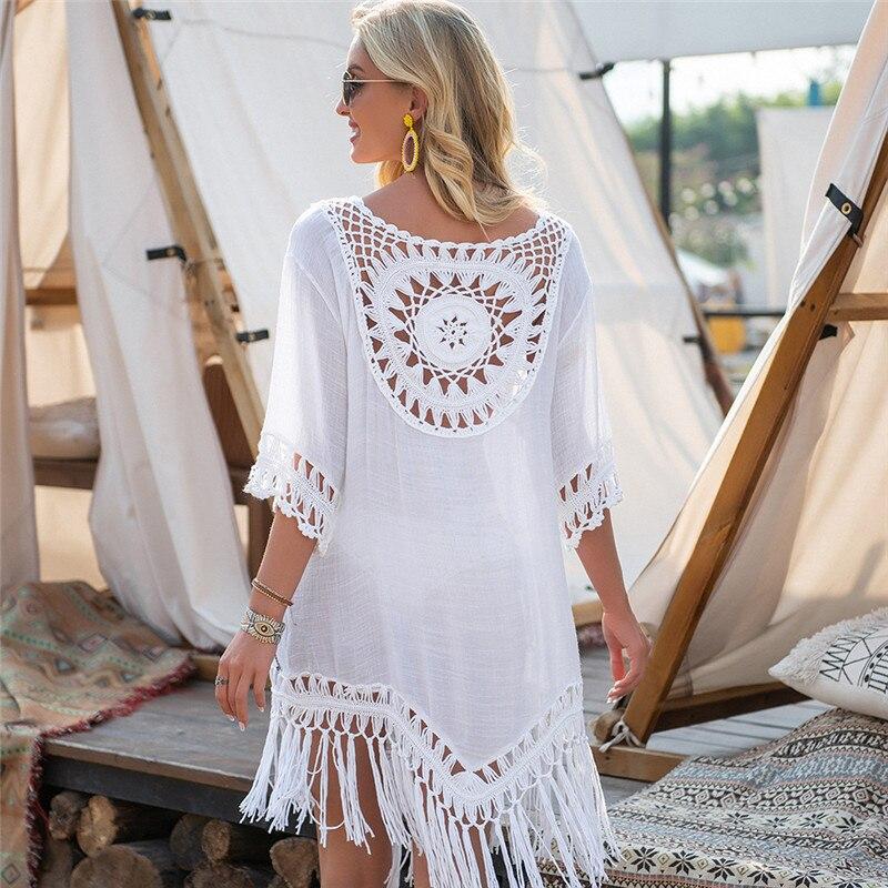 Robe bohème longue en macramé blanc