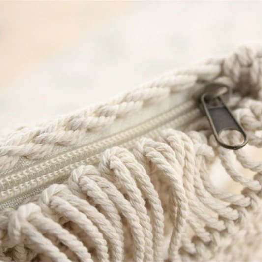 Sac bandoulière macramé beige