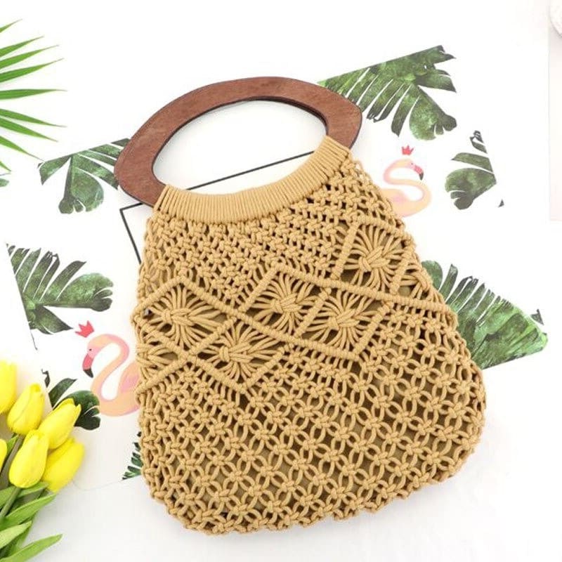 Sac crochet macramé marron