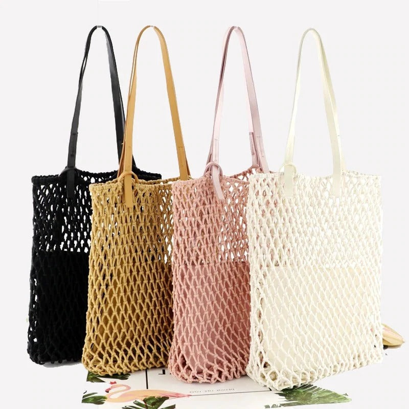 Sac cabas en corde macramé