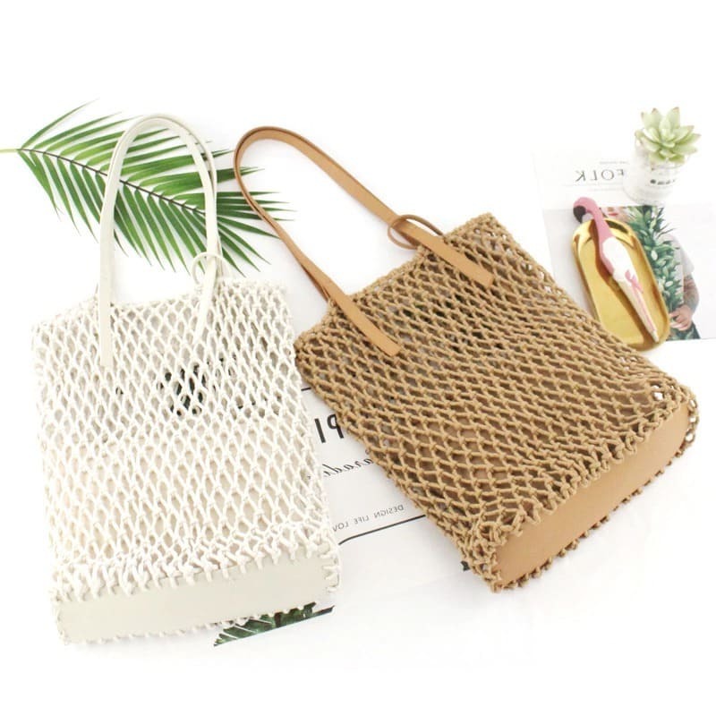 Sac cabas coton macramé