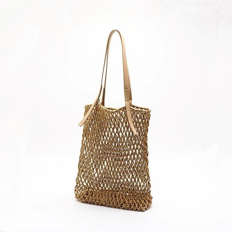 Sac cabas macramé camel