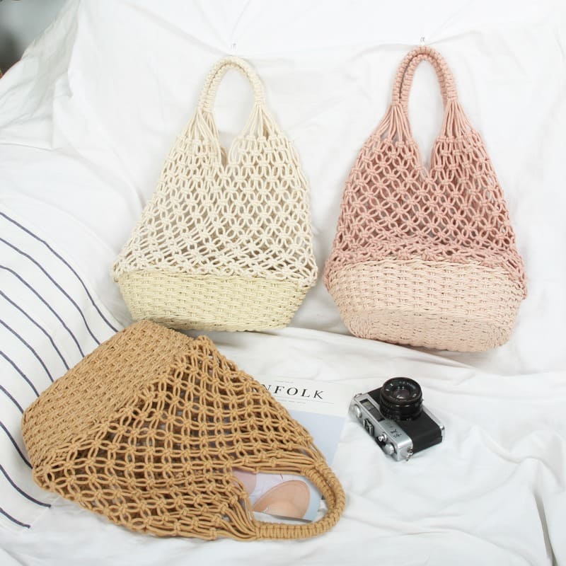 Sac de plage en corde macramé