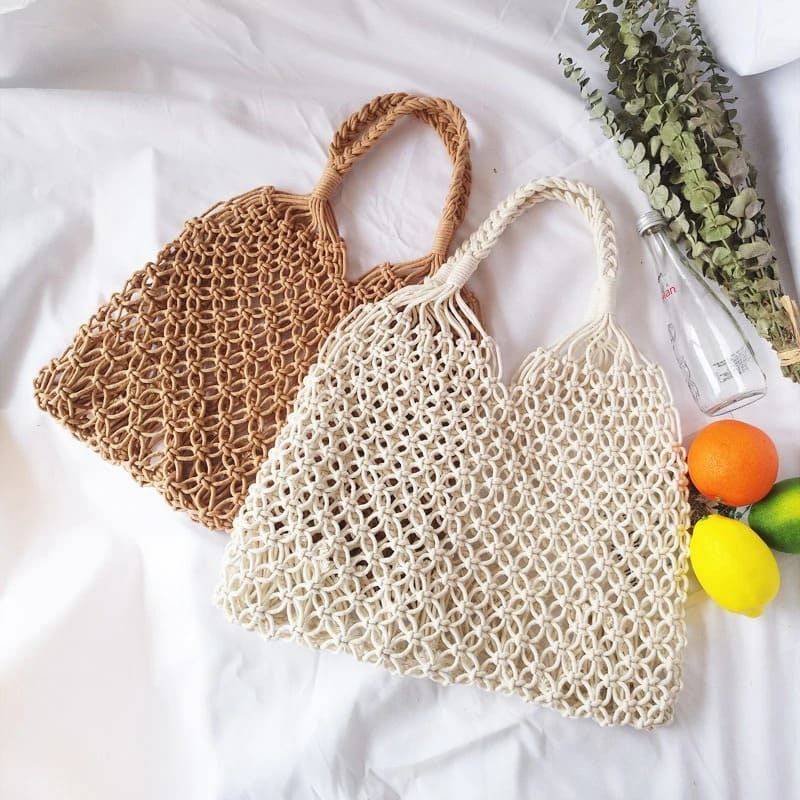 Sac filet corde en macramé 