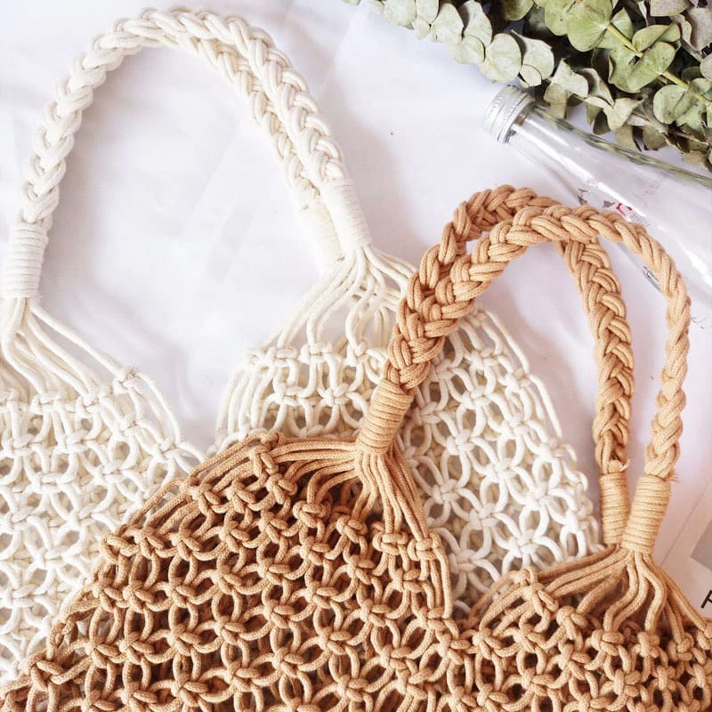 Sac filet en macramé corde