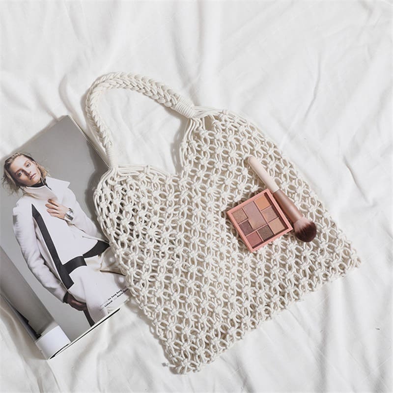 Sac filet macramé blanc