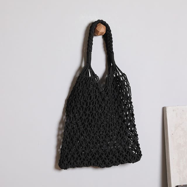 Sac filet macramé noir