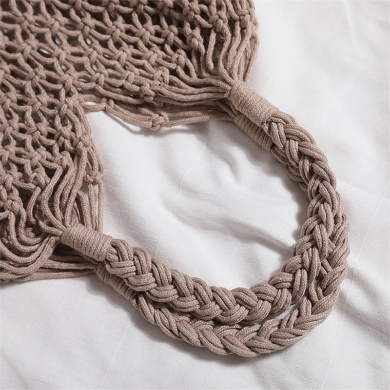 Sac filet corde macramé taupe