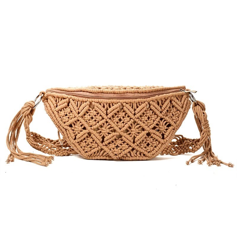Sacoche marron en macramé