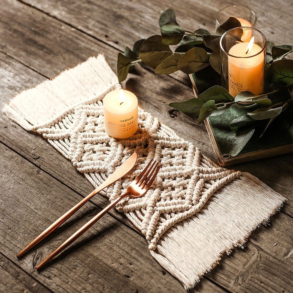 Set de table rectangulaire macramé corde