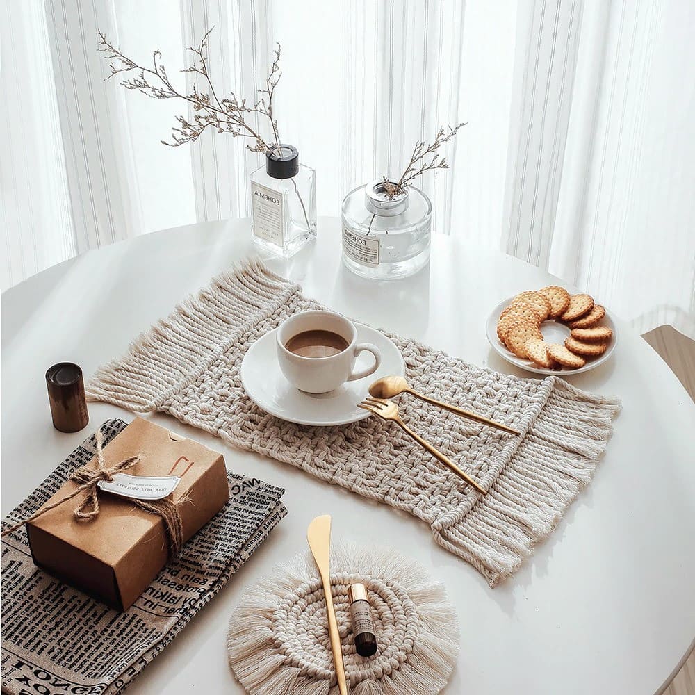 Set de table en coton macramé