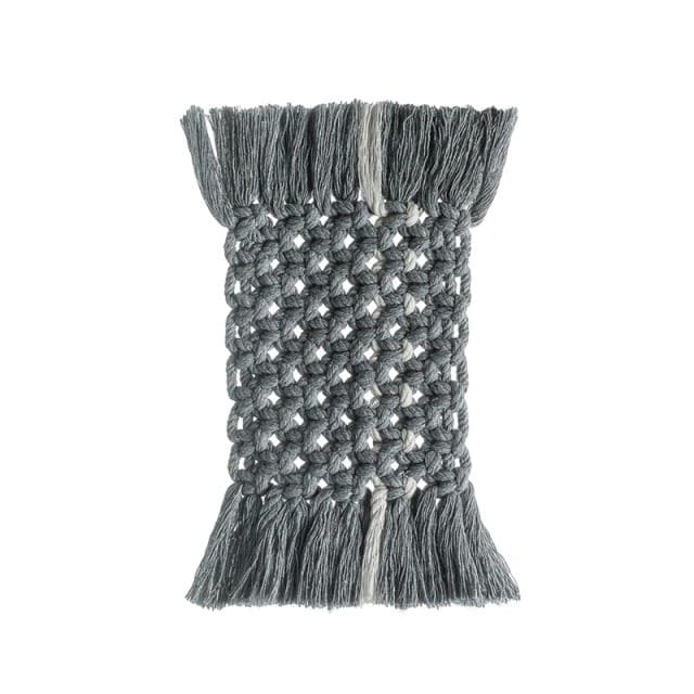 Sous-verre rectangulaire macramé gris