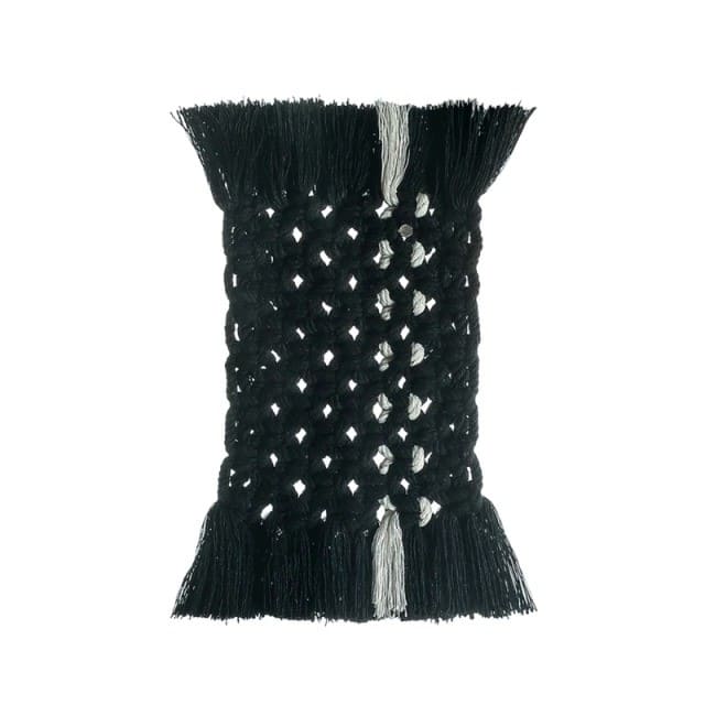 Sous-verre rectangulaire noir macramé