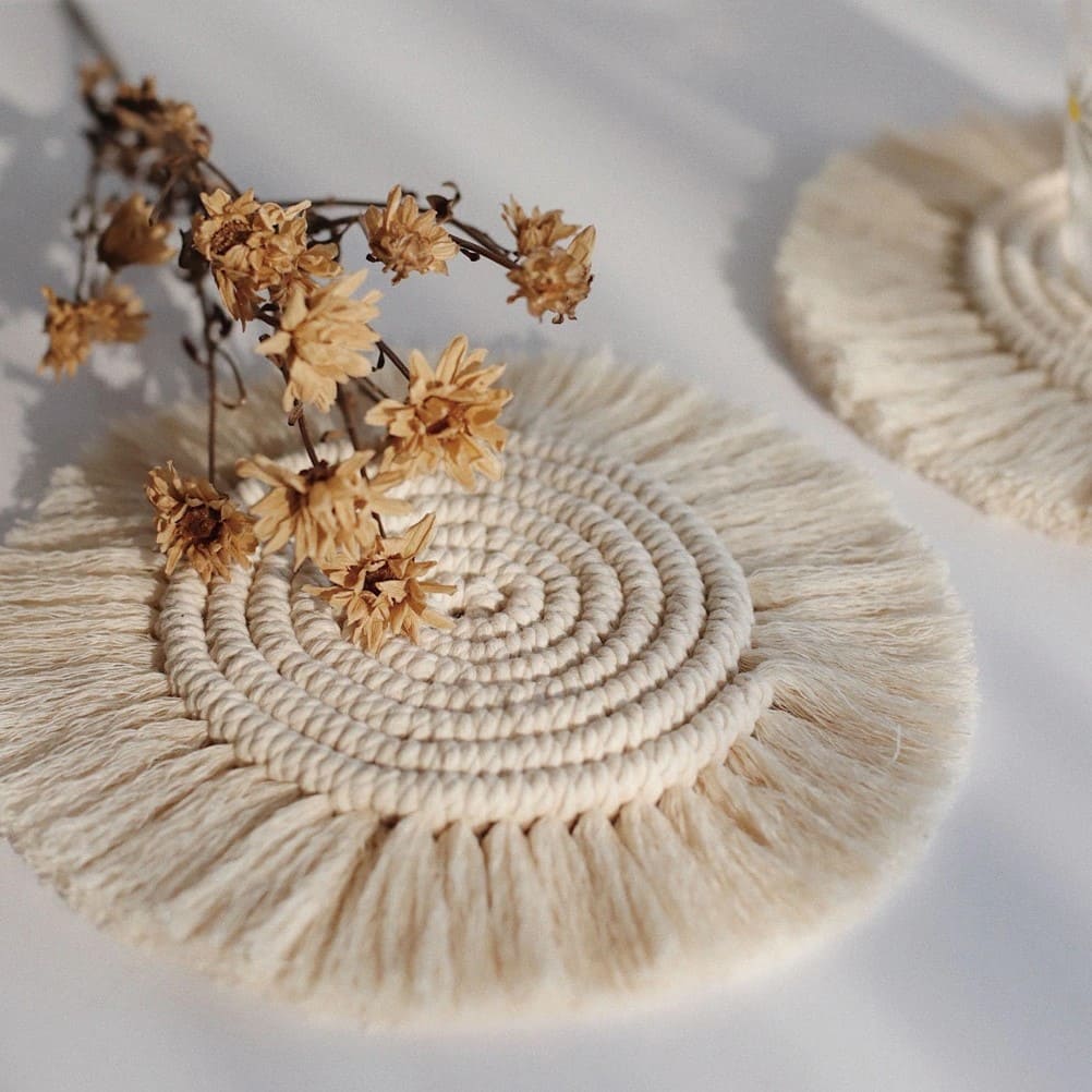 Sous-verre macramé rond