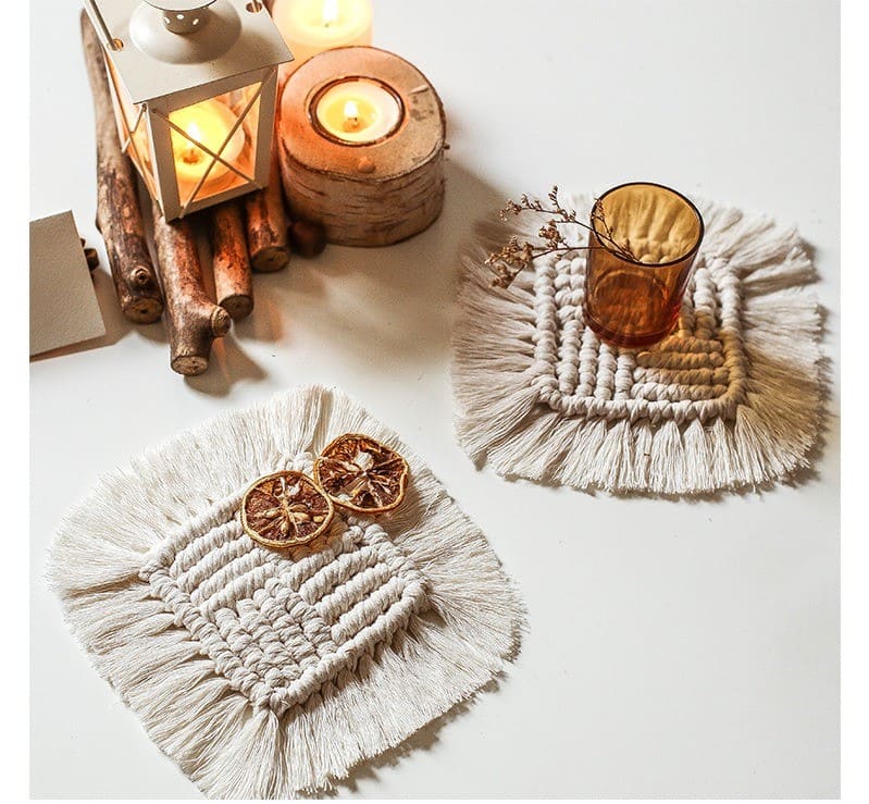 Sous-verre macramé carré 