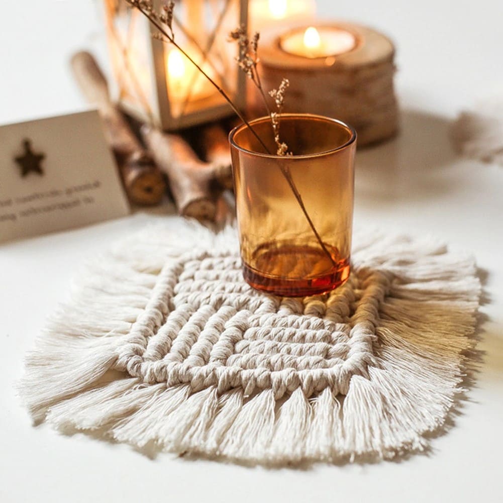 Sous-verre carré macramé