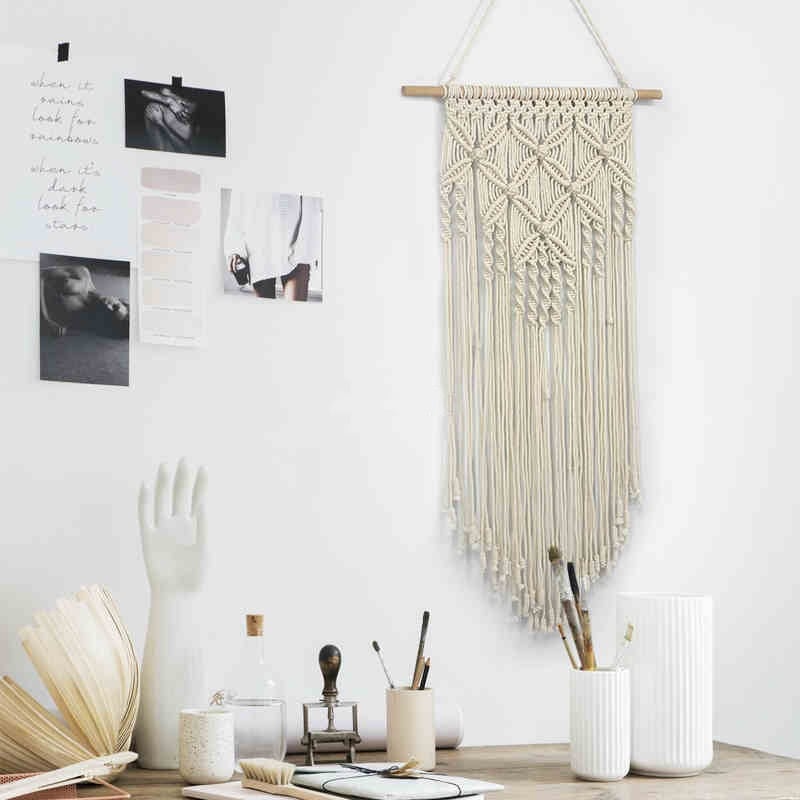 Support bois macramé
