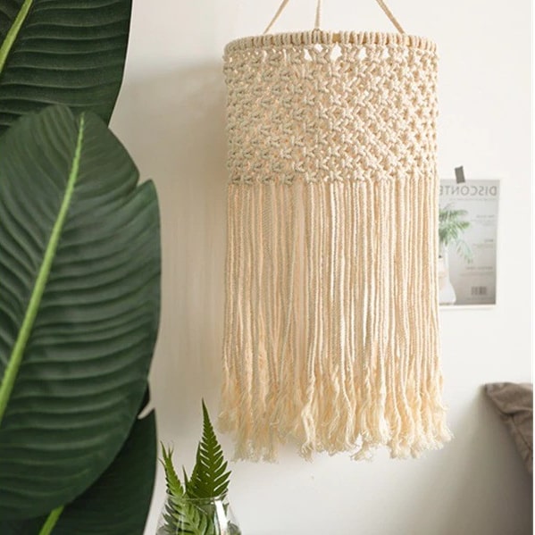Suspension abat-jour en macramé