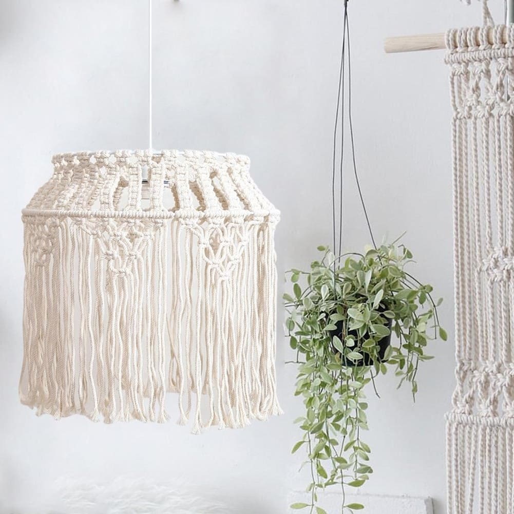 Suspension luminaire coton macramé