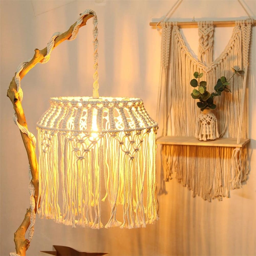 Suspension luminaire en macramé