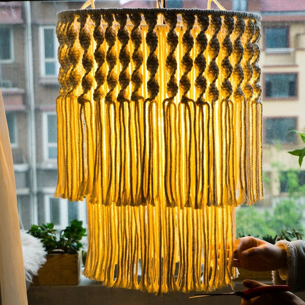 Suspension lustre coton macramé