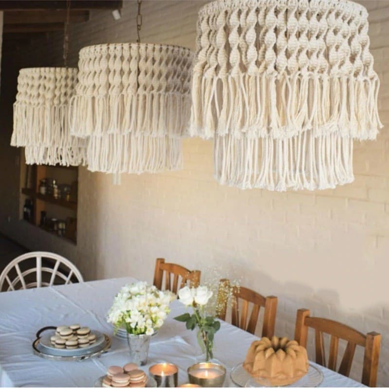 Suspension lustre en macramé
