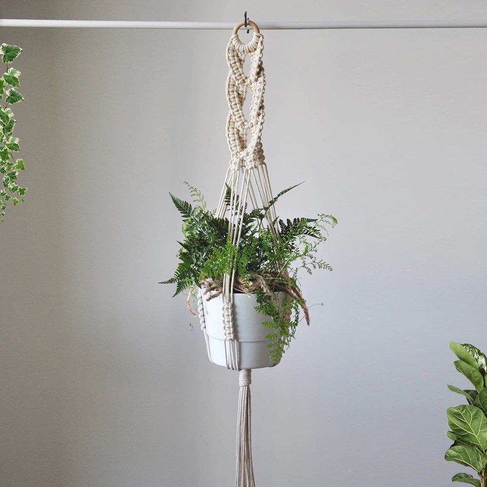 White Rope Plant Hanger | Handmade Cotton Rope