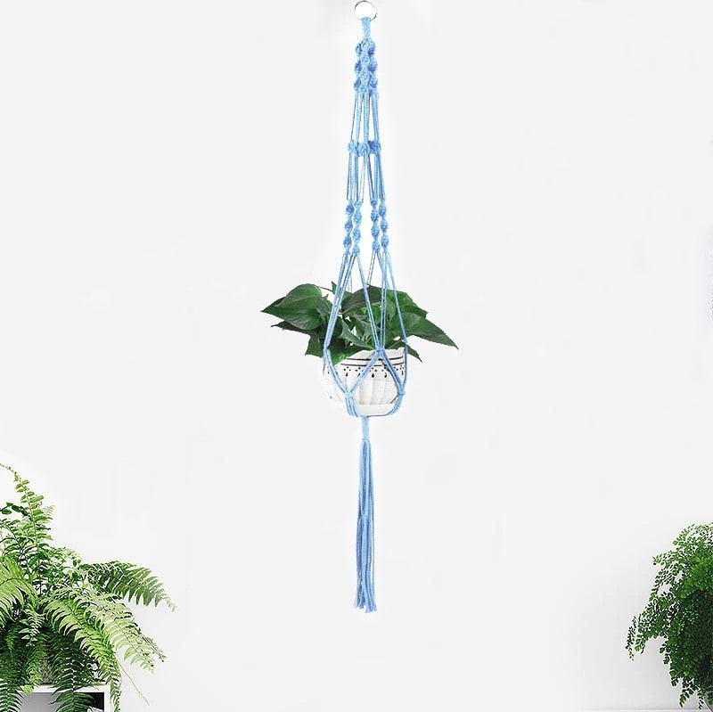 Multicolor Macrame Plant Hanger | Handmade Cotton Rope - Blue