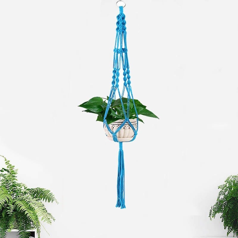 Multicolor Macrame Plant Hanger | Handmade Cotton Rope - Navy