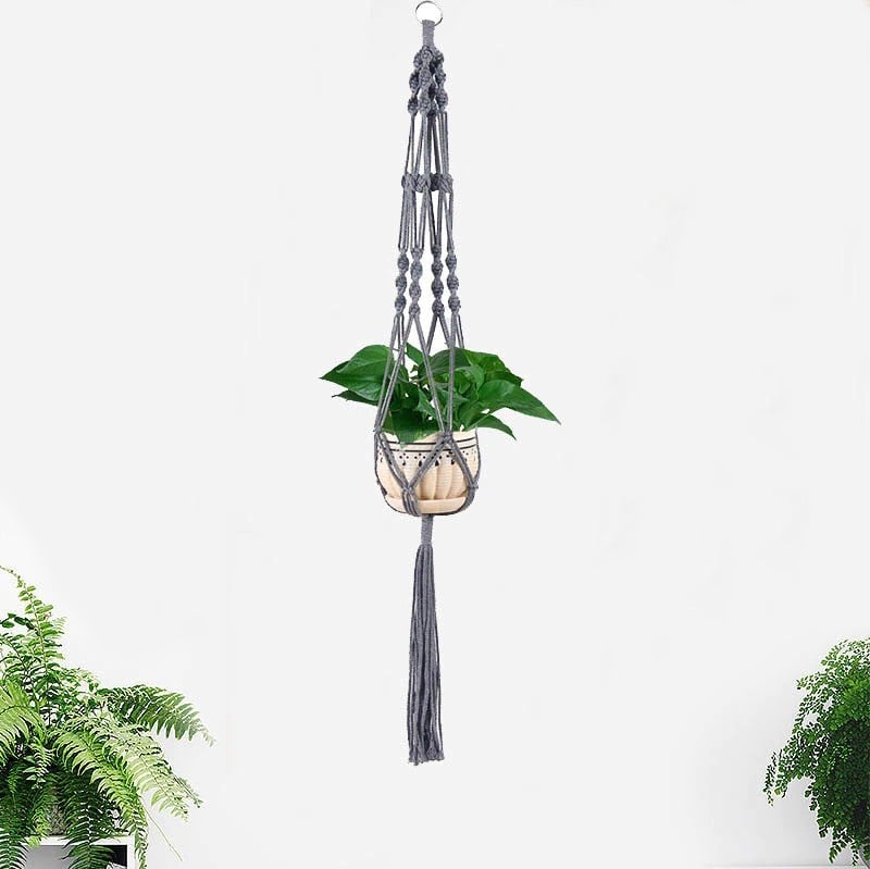 Multicolor Macrame Plant Hanger | Handmade Cotton Rope - Grey