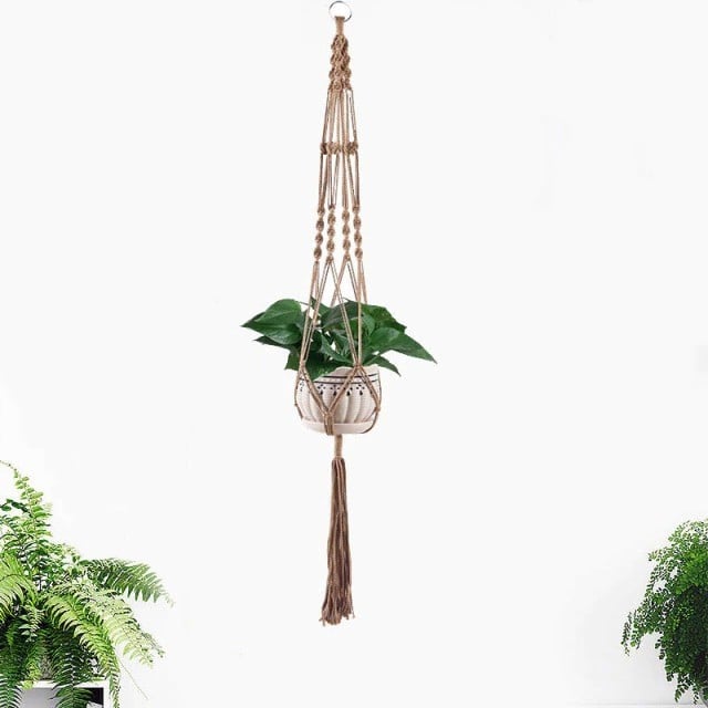 Multicolor Macrame Plant Hanger | Handmade Cotton Rope - Brown